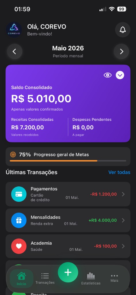 Visual do aplicativo PINEE em iOS